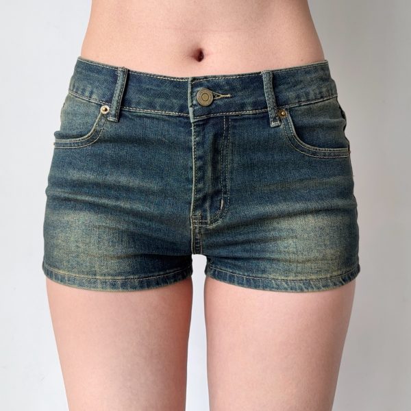 Retro Low-Waist Denim Shorts for Women - Sexy Tight-Fitting Body-Hugging Hot Pants in European and American Style