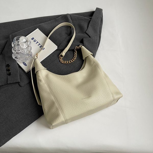 Retro Lychee Pattern Tote Bag for Women - Large Capacity Shoulder Bag for Commuting - 2025 Fashion Trend