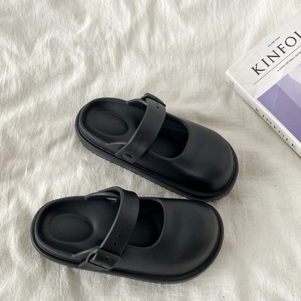 Retro Mary Jane Hole Shoes for Women - 2025 New Summer Outdoor Thick-Soled Closed-Toe Non-Slip Slippers in Y2K Style