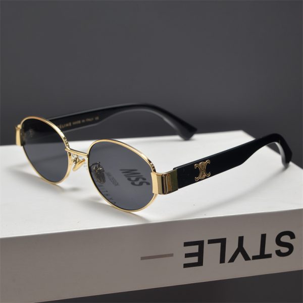 Retro Metal Punk Oval Frame Sunglasses for Men and Women - Trendy High-End Sunglasses for Round Faces, European American Style