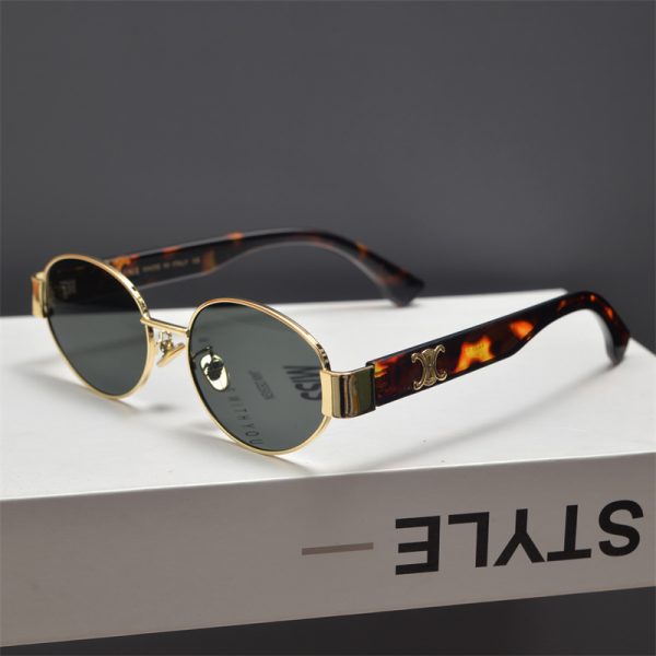 Retro Metal Punk Oval Frame Sunglasses for Men and Women - Trendy High-End Sunglasses for Round Faces, European American Style