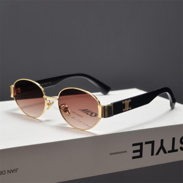 Retro Metal Punk Oval Frame Sunglasses for Men and Women - Trendy High-End Sunglasses for Round Faces, European American Style