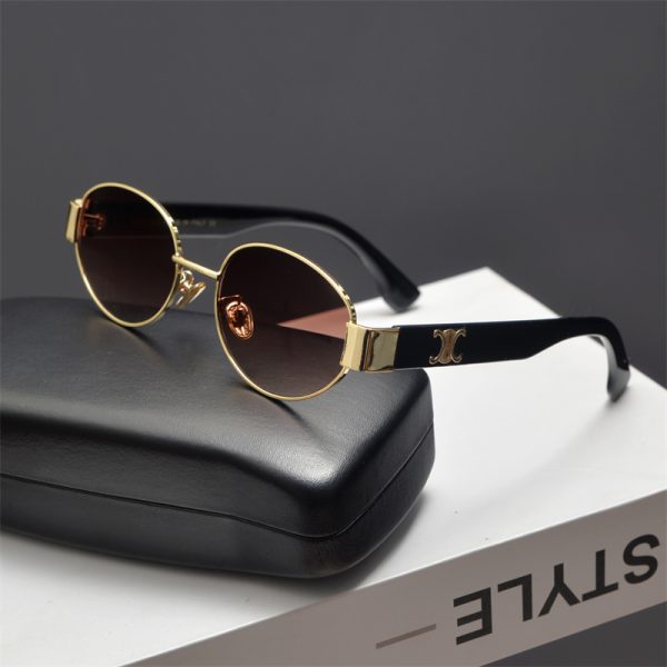 Retro Metal Punk Oval Frame Sunglasses for Men and Women - Trendy High-End Sunglasses for Round Faces, European American Style