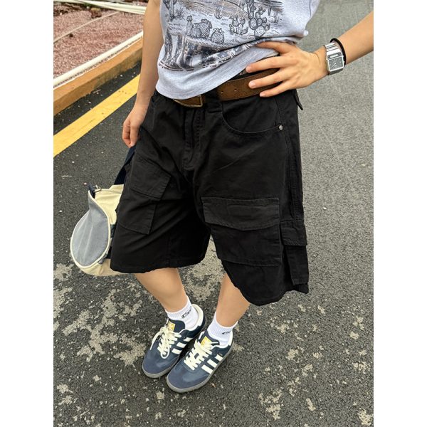 Retro Multi-Pocket Work Shorts for Men and Women - Casual Loose Washed Straight-Leg 5-Point Shorts in Japanese Summer Style