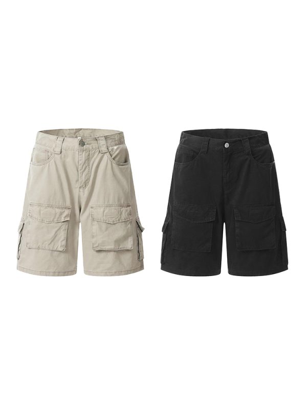 Retro Multi-Pocket Work Shorts for Men and Women - Casual Loose Washed Straight-Leg 5-Point Shorts in Japanese Summer Style