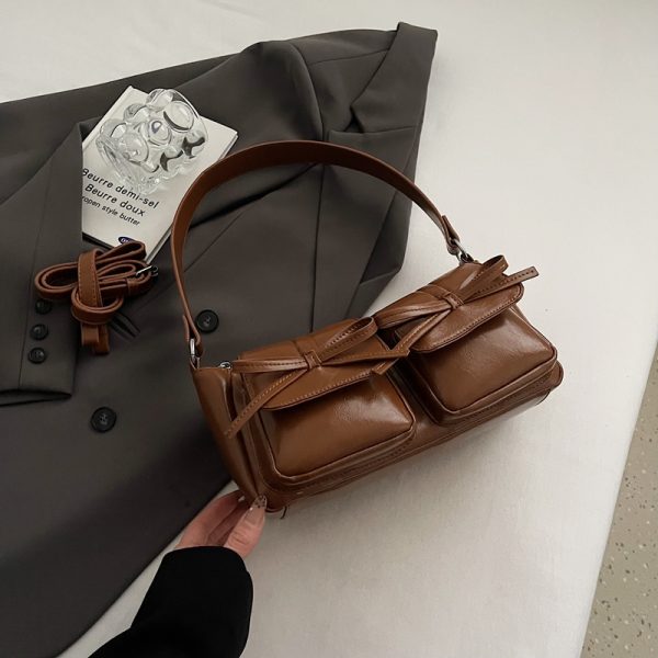 Retro Oil Wax Leather Underarm Bag for Women - 2025 Winter Casual Shoulder Bag, Niche High-End Dumpling Style