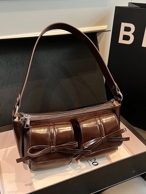 Retro Oil Wax Leather Underarm Bag for Women - 2025 Winter Casual Shoulder Bag, Niche High-End Dumpling Style