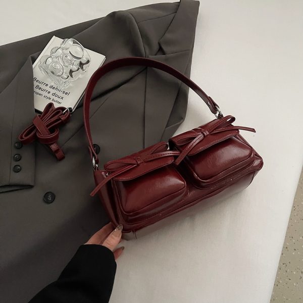 Retro Oil Wax Leather Underarm Bag for Women - 2025 Winter Casual Shoulder Bag, Niche High-End Dumpling Style