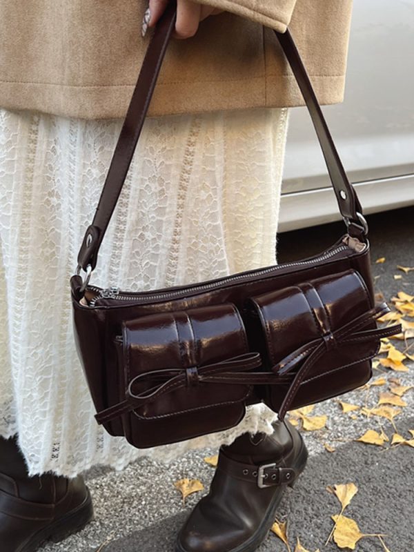 Retro Oil Wax Leather Underarm Bag for Women - 2025 Winter Casual Shoulder Bag, Niche High-End Dumpling Style