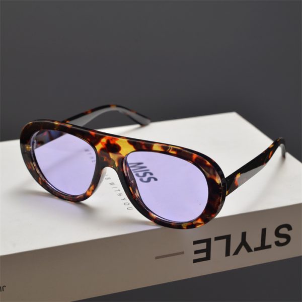 Retro Round Face Frog Sunglasses in Orange Tea Color - Unisex Slimming Fashion for Hip-Hop & Party Style