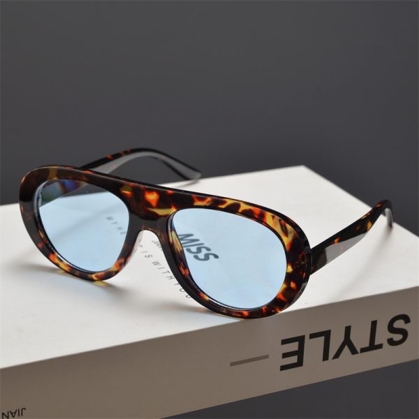 Retro Round Face Frog Sunglasses in Orange Tea Color - Unisex Slimming Fashion for Hip-Hop & Party Style