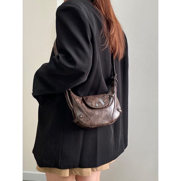 Retro Saddle Bag for Women - Handheld Crossbody Small Bag, Spring Summer 2025 Niche Design, Perfect for Y2K and Vintage Styles