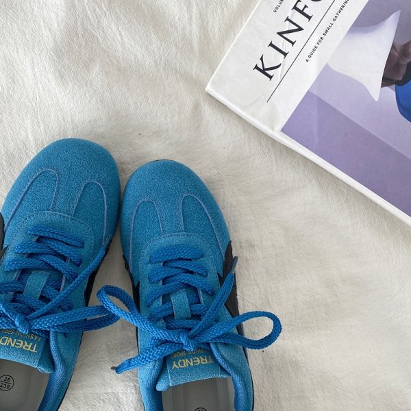 Retro Soft Sole Blue Sports Shoes for Women - Casual Flat A-Gan Racing Sneakers - 2025 Spring Collection