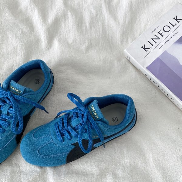 Retro Soft Sole Blue Sports Shoes for Women - Casual Flat A-Gan Racing Sneakers - 2025 Spring Collection