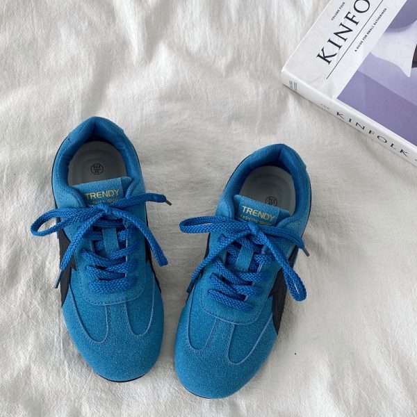 Retro Soft Sole Blue Sports Shoes for Women - Casual Flat A-Gan Racing Sneakers - 2025 Spring Collection