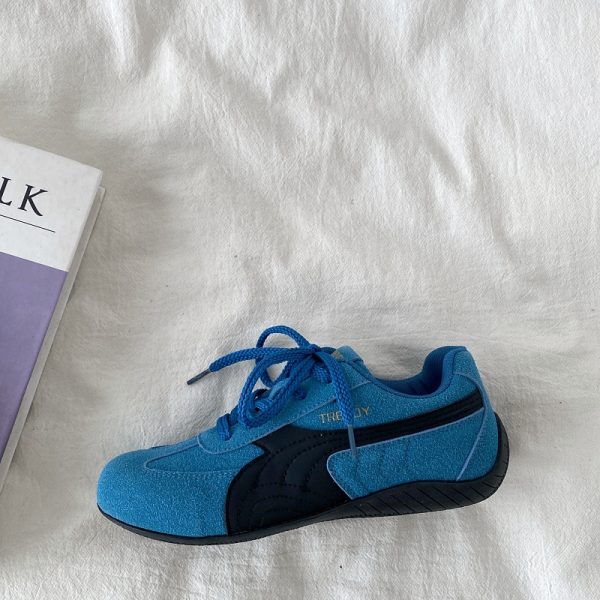 Retro Soft Sole Blue Sports Shoes for Women - Casual Flat A-Gan Racing Sneakers - 2025 Spring Collection