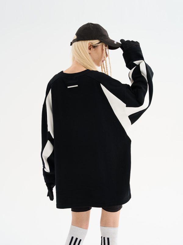 Retro Sports Street Style Loose Round Neck Long Sleeve T-Shirt â€“ Harsh and Cruel Inspired Fashion for 90s and Y2K Vibe