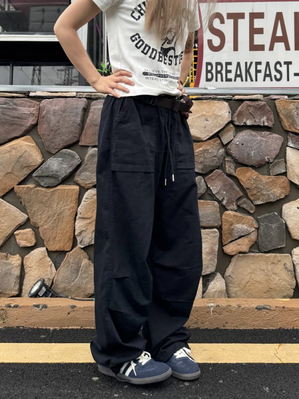 Retro Straight Loose Work Pants for Men and Women - Casual Elastic Waist Versatile Wrinkled Long Pants for Everyday Style