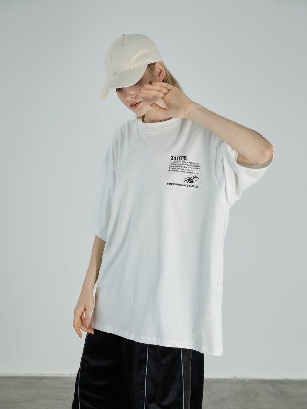 Retro Street Photography Pure Cotton Knitted Loose Short Sleeve T-Shirt for a 90s Inspired Look