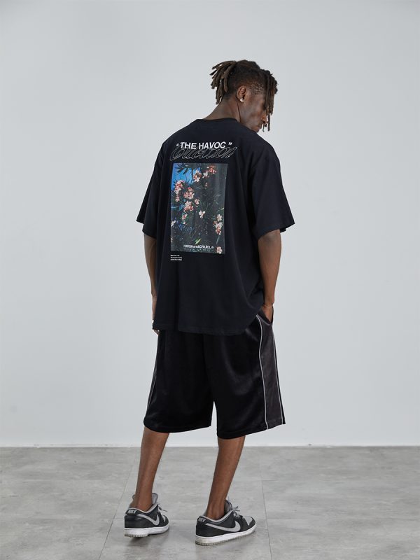 Retro Street Photography Pure Cotton Knitted Loose Short Sleeve T-Shirt for a 90s Inspired Look