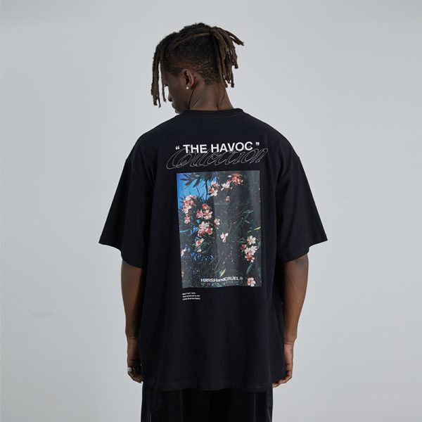 Retro Street Photography Pure Cotton Knitted Loose Short Sleeve T-Shirt for a 90s Inspired Look