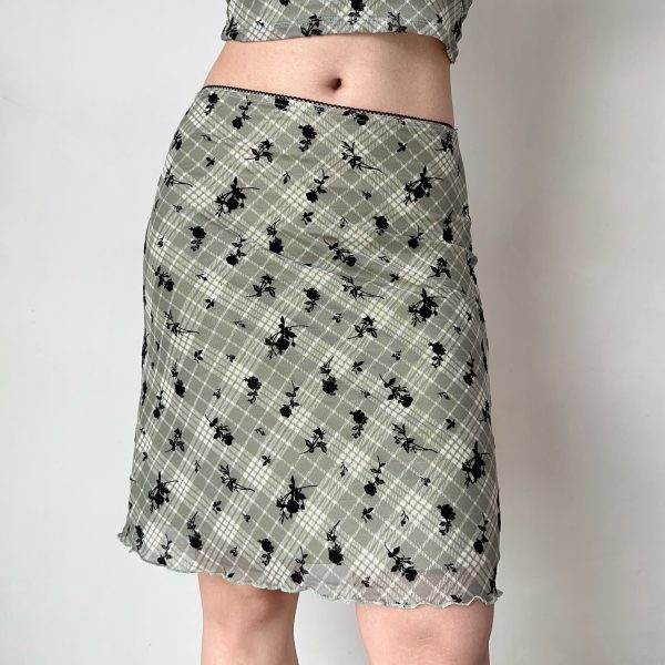 Retro Velvet Plaid Short Sleeve T-Shirt & Bodycon Skirt Set for Women - European & American Style Summer Fashion