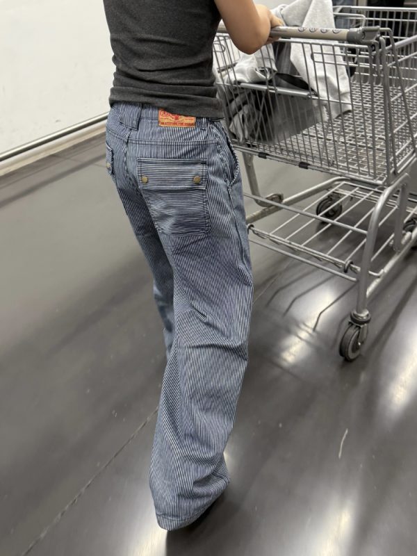 Retro Vertical Striped Jeans for Men and Women - Casual Embroidered Straight-Leg Loose Pants for a Slimming Fit