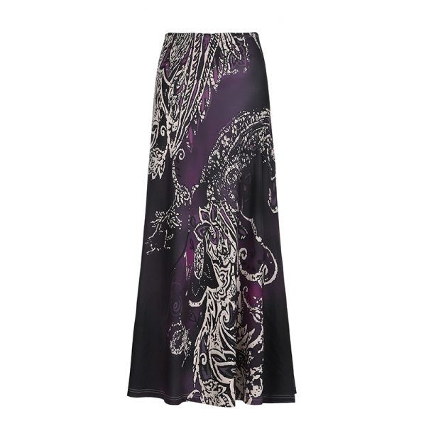Retro Vintage Hot Girl Plant Print Midi Skirt - Trendy National Style Long Skirt for Y2K and 90s Fashion Lovers