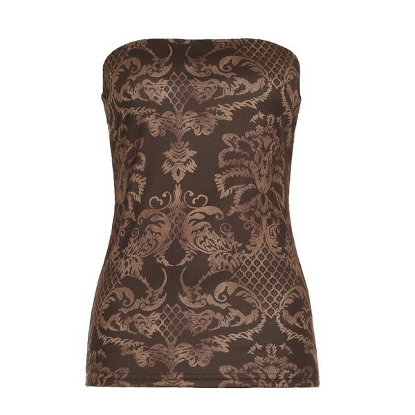 Retro Y2K Printed Slim Fit Strapless Women's Wrap Crop Top - Trendy Hot Girl Style