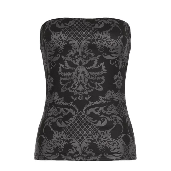 Retro Y2K Printed Slim Fit Strapless Women's Wrap Crop Top - Trendy Hot Girl Style
