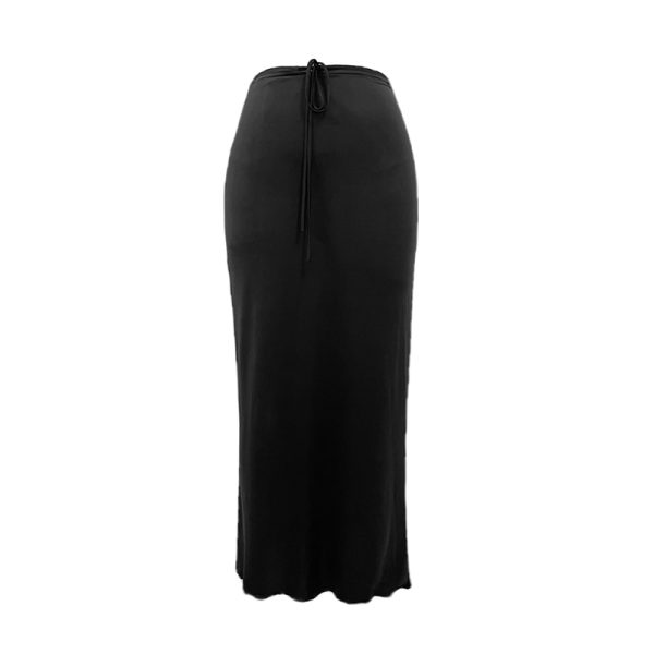 Reversible Long Skirt in Ice Silk Feel - High-End Fabric, Slim Fit, Elastic Waist, Luxe Style for Effortless Elegance