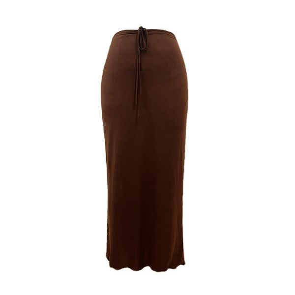 Reversible Long Skirt in Ice Silk Feel - High-End Fabric, Slim Fit, Elastic Waist, Luxe Style for Effortless Elegance