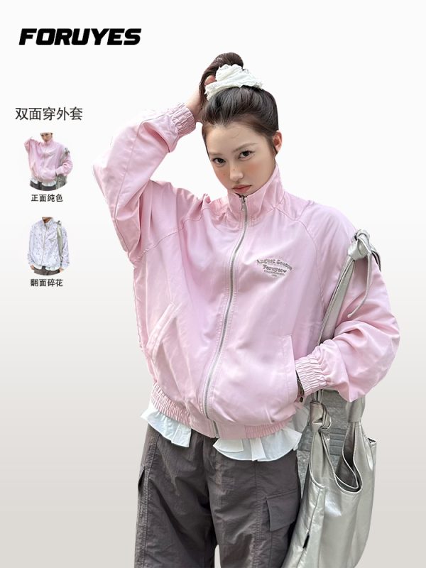Reversible Plaid Raglan Jacket for Couples - Loose Fit Versatile Fashion Cardigan for Spring and Autumn, American Style Outerwear
