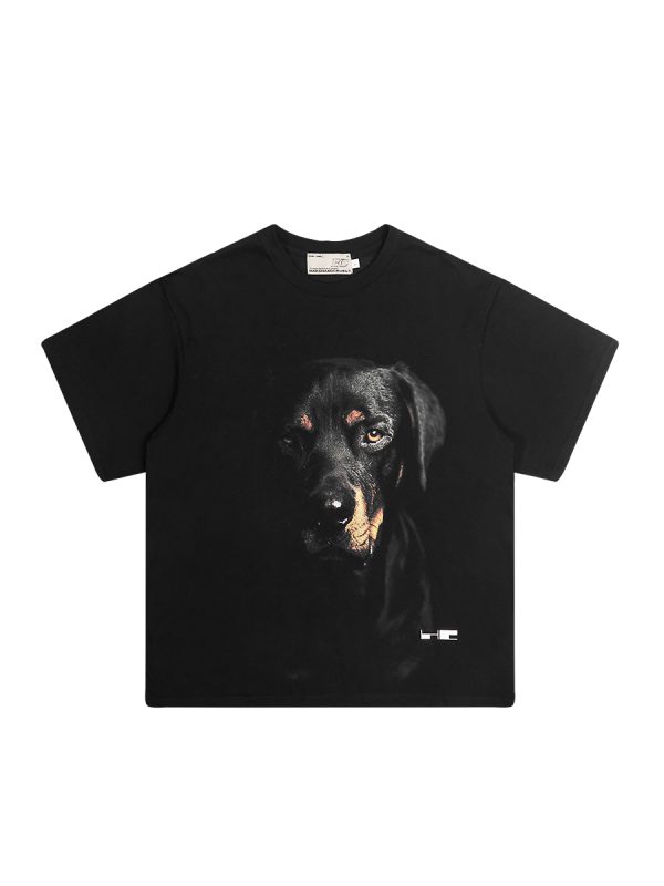 Rottweiler Head Graphic Short Sleeve T-Shirt in Harshandcruel Street Style - Trendy Urban Fashion for 90s and Y2K Lovers