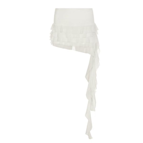 Ruffled Irregular Mesh Ribbon Half Skirt - Versatile Cake Skirt for Y2K and Korean Style Fashion