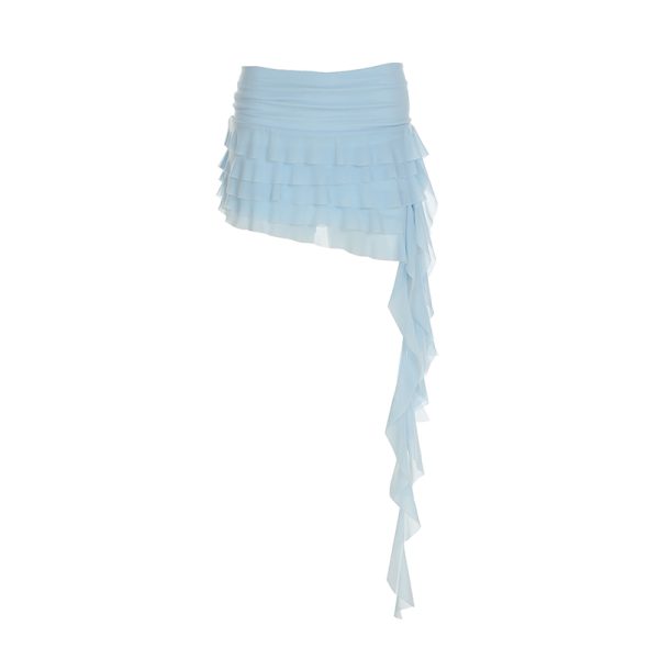 Ruffled Irregular Mesh Ribbon Half Skirt - Versatile Cake Skirt for Y2K and Korean Style Fashion