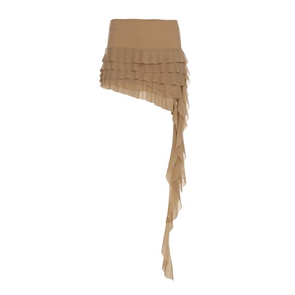 Ruffled Irregular Mesh Ribbon Half Skirt - Versatile Cake Skirt for Y2K and Korean Style Fashion