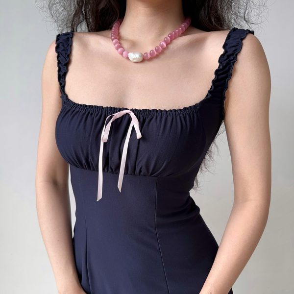 Ruffled Lace Square Neck Strap Dress for Women - Slim Fit Summer Mini Dress in European and American Style