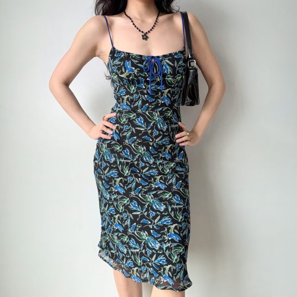 Self-Made Vintage Print Cami Dress - Mid-Length Vacation Dress for Effortless 90s and Y2K Style