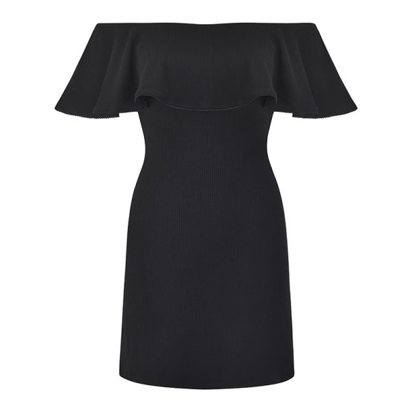 Sexy One-Shoulder Ruffled Black Bodycon Dress for Women - European American Style Short Skirt, Trendy Y2K Fashion