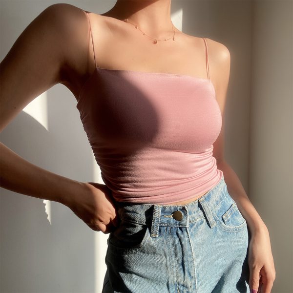 Sexy Strapless High-Waisted Camisole - Versatile Basic Solid Color Top for European and American Style Fashion