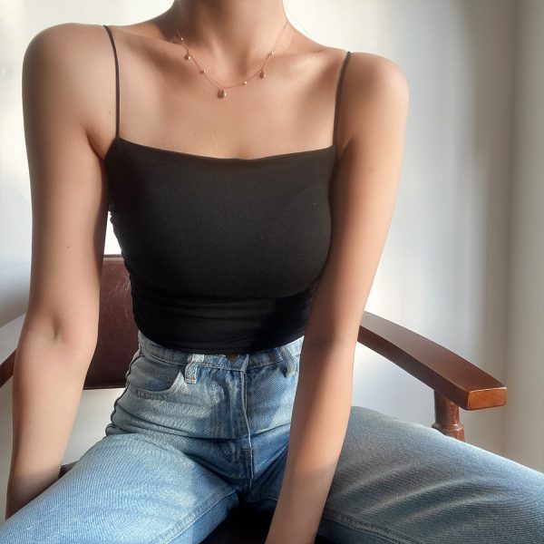 Sexy Strapless High-Waisted Camisole - Versatile Basic Solid Color Top for European and American Style Fashion
