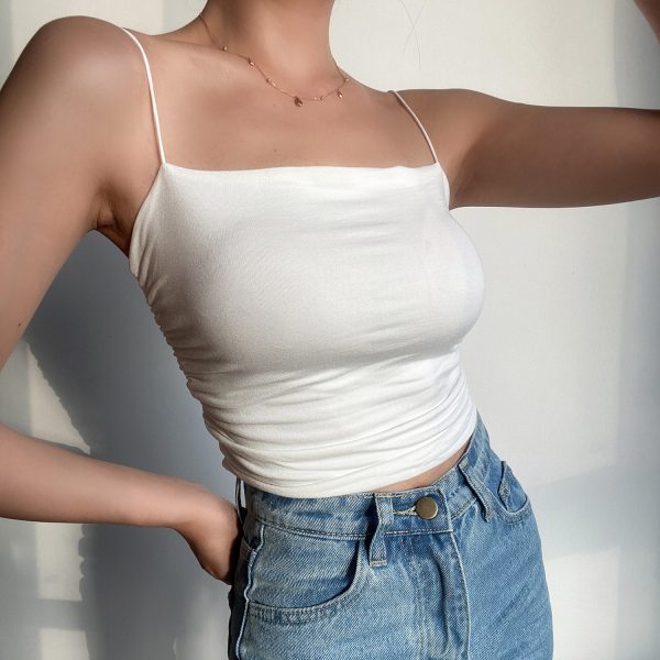 Sexy Strapless High-Waisted Camisole - Versatile Basic Solid Color Top for European and American Style Fashion