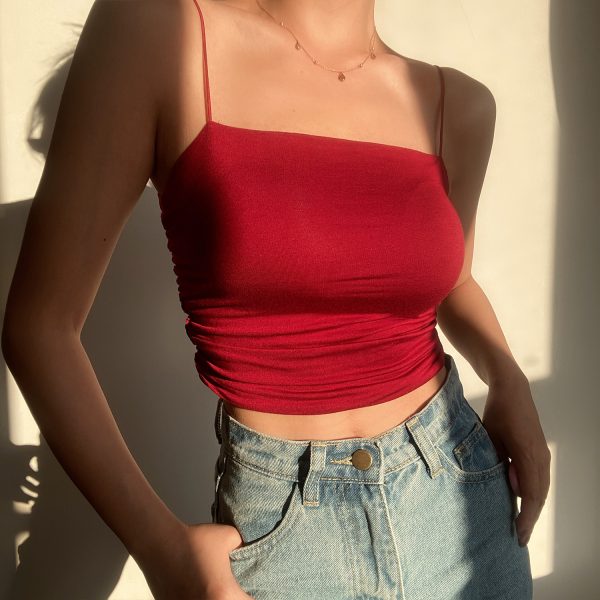 Sexy Strapless High-Waisted Camisole - Versatile Basic Solid Color Top for European and American Style Fashion