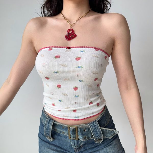 Sexy Strapless Printed Top for Women - Self-Made European American Style Summer Slim Fit Hot Girl Fashion