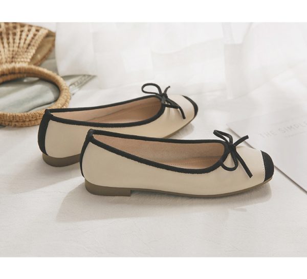 Sheepskin Evening Ballet Flats for Women, Shallow Mouth French Style Red Flats Perfect with Skirts, Elegant and Comfortable Footwear