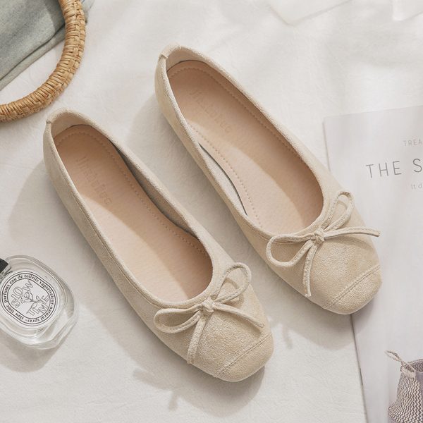 Sheepskin Evening Ballet Flats for Women, Shallow Mouth French Style Red Flats Perfect with Skirts, Elegant and Comfortable Footwear