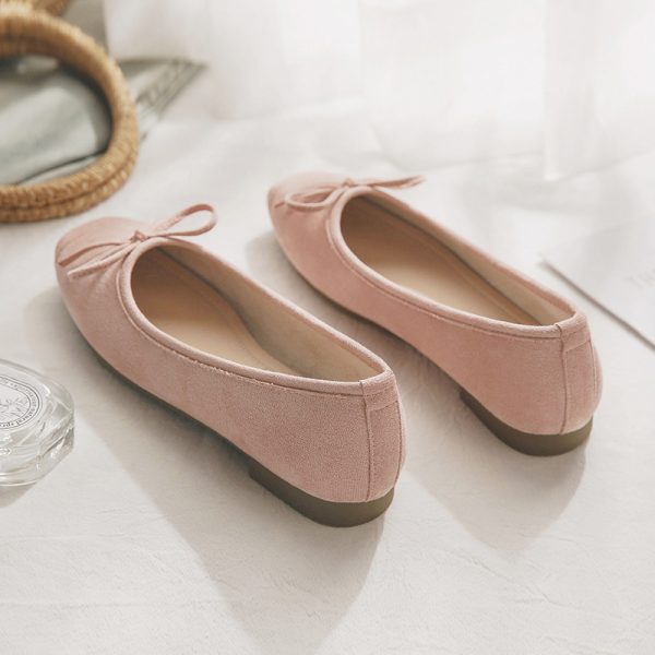 Sheepskin Evening Ballet Flats for Women, Shallow Mouth French Style Red Flats Perfect with Skirts, Elegant and Comfortable Footwear