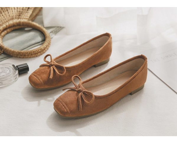 Sheepskin Evening Ballet Flats for Women, Shallow Mouth French Style Red Flats Perfect with Skirts, Elegant and Comfortable Footwear