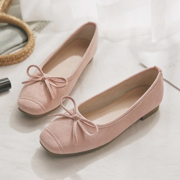 Sheepskin Evening Ballet Flats for Women, Shallow Mouth French Style Red Flats Perfect with Skirts, Elegant and Comfortable Footwear